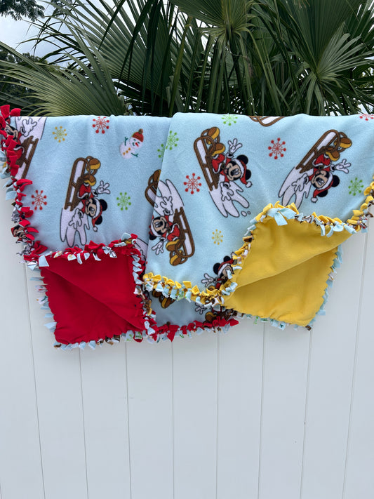 Mickey Christmas Double Sided Fleece Blankets Yellow
